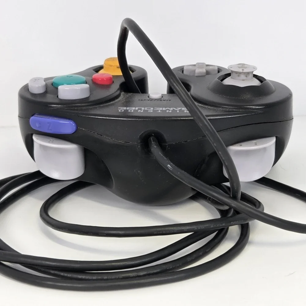 Nintendo GameCube Controller Black Wired DOL-003 OEM Ergonomic 8ft Cable